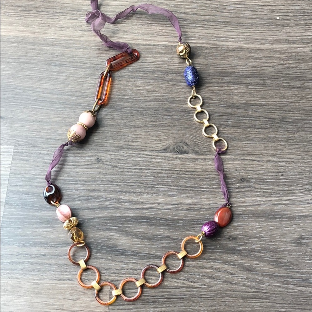 Purple and gold statement necklace